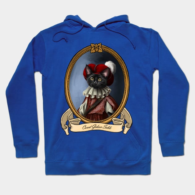 Renaissance Cat - Count Gideon Sable (A Black Cat) Hoodie by JMSArt